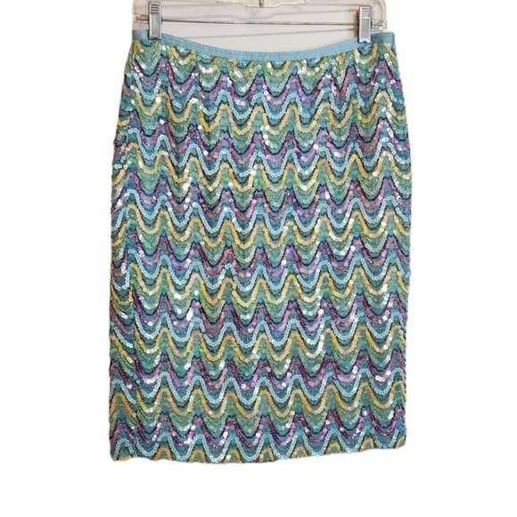 Cynthia Steffe Dresses & Skirts - Cynthia Steffe Y2K Sequin Party Pencil Skirt Blue Pink Size 10
